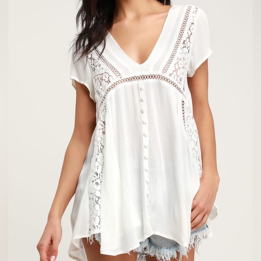 Sage The Label - Flowy Boho Top w/ lace detail - Size S - CB 9
